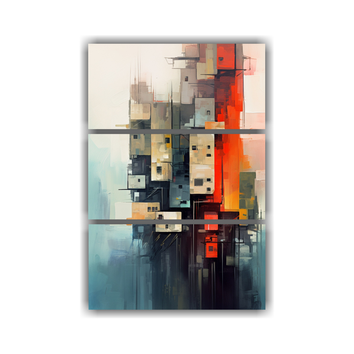 pintura-abstracta-en-leo-de-arquitectura-escandinava-en-bastidor-vintage