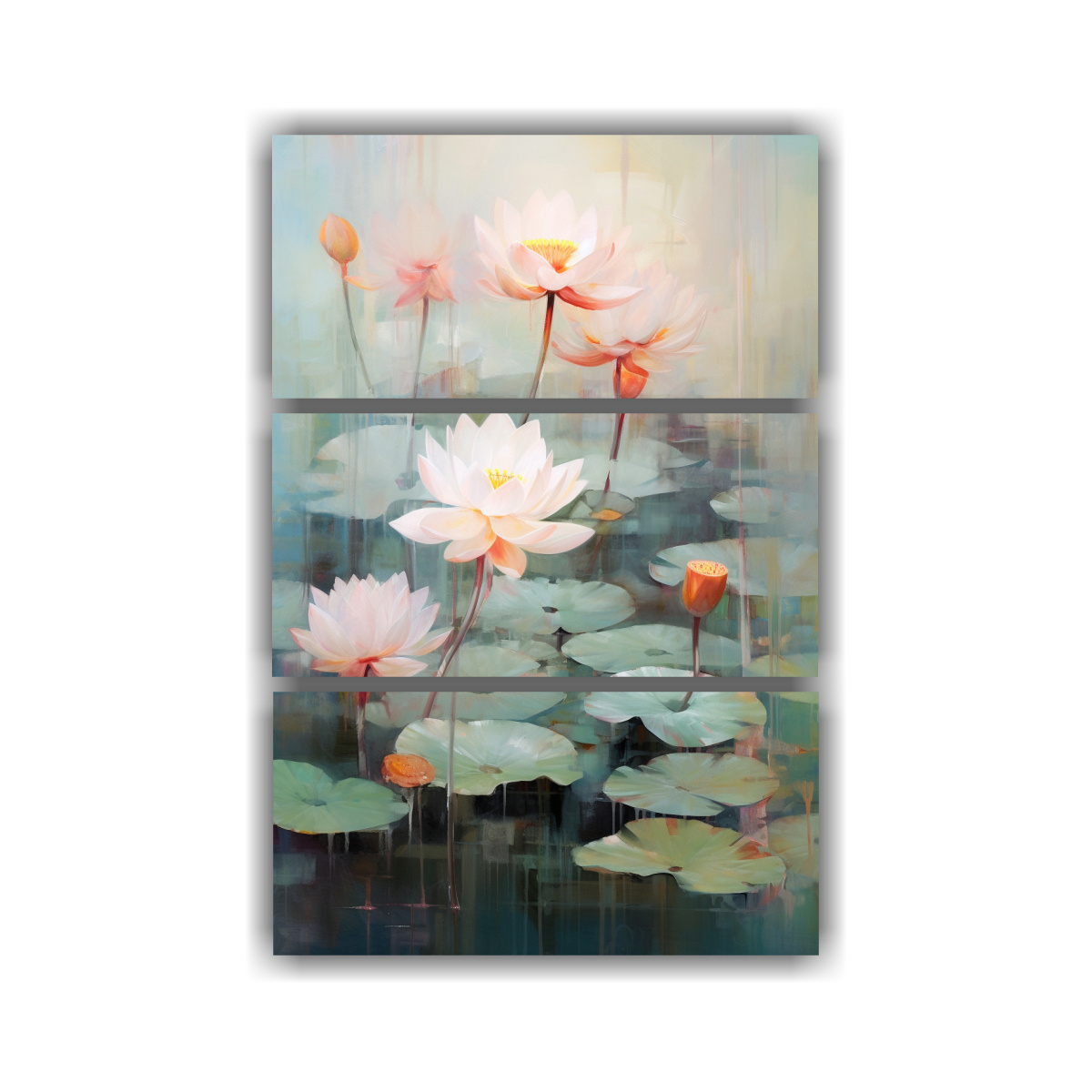 pintura-abstracta-minimalista-de-lotos-blancas-y-rosadas-en-tr-ptico