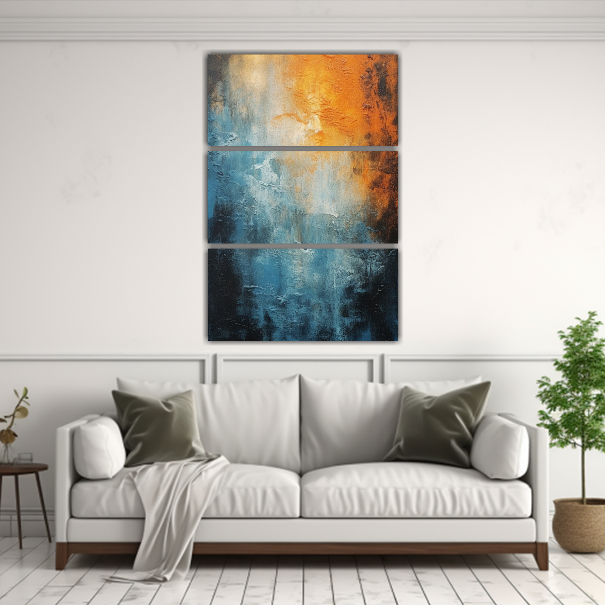 pintura-abstracta-monocroma-en-naranja-y-azul-en-bastidor-1