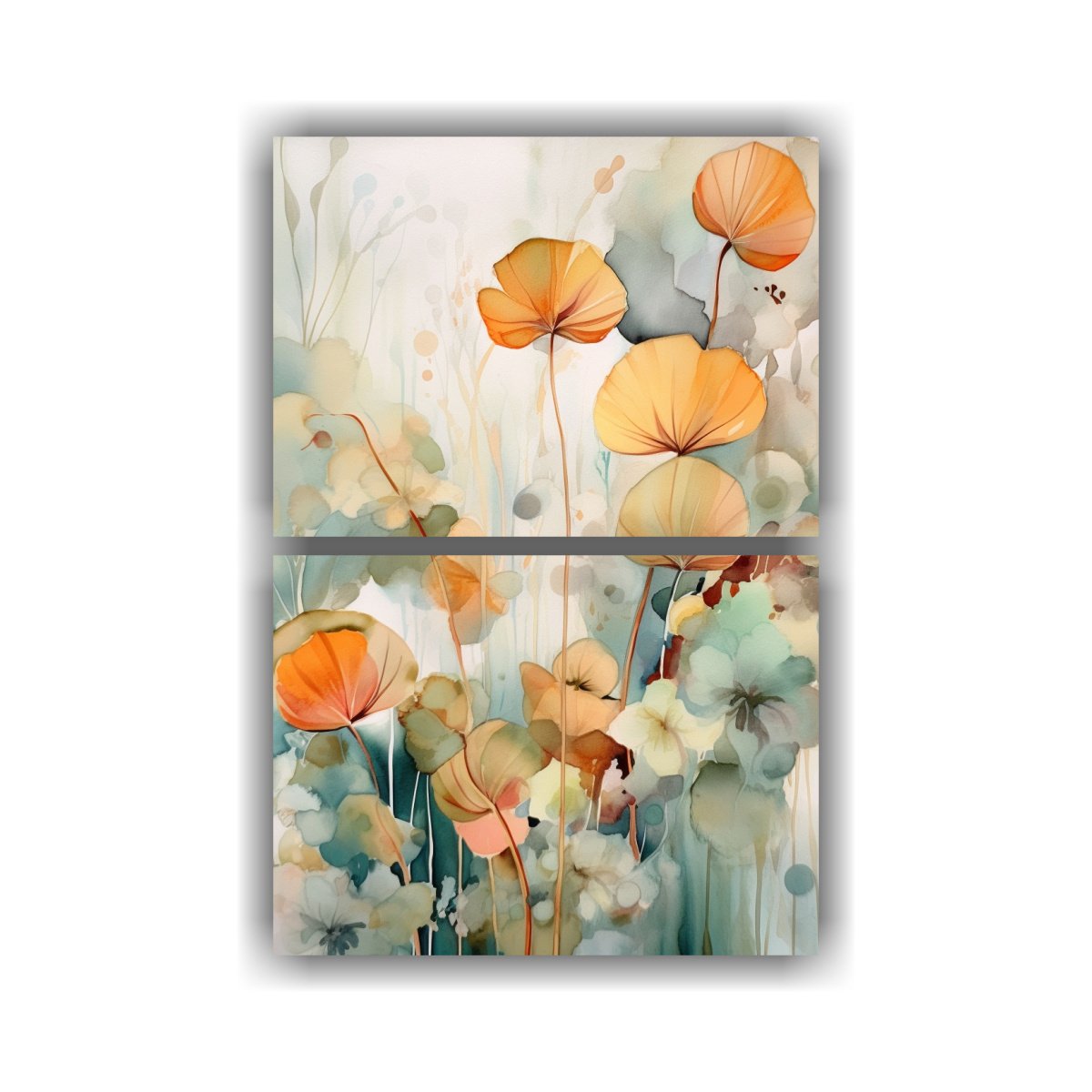 pintura-acuarela-flores-y-plantas-abstractas-en-lienzo