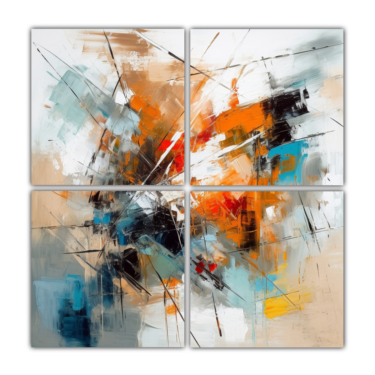 pintura-al-leo-abstracta-contempor-nea-de-l-neas-finas-en-4-telas