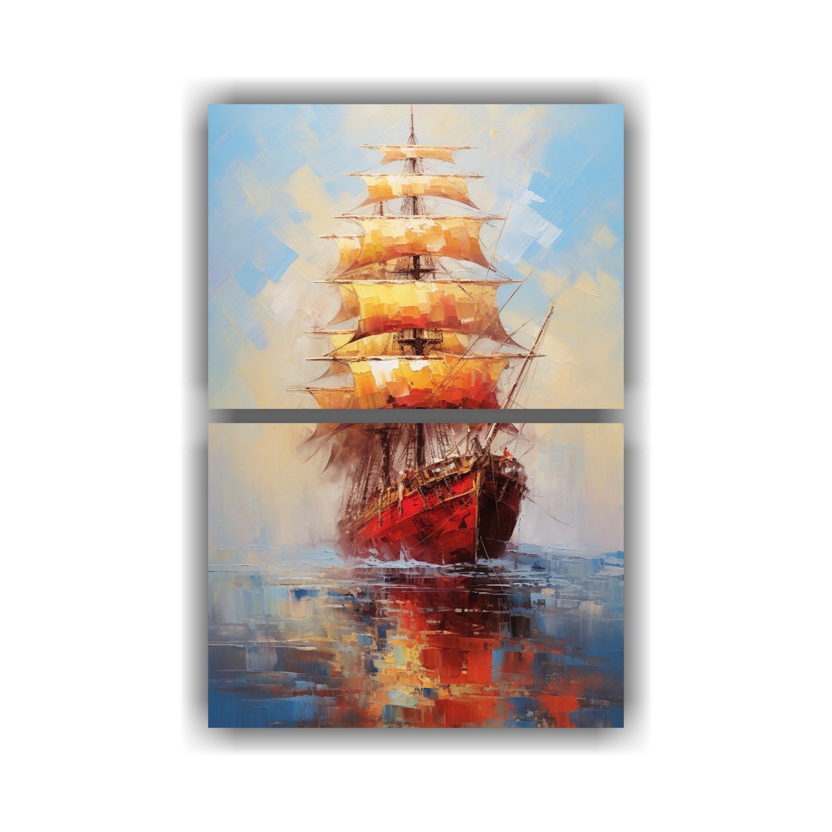 pintura-al-leo-de-barco-de-vela-en-tonos-para-cocina-por-martin-delafontaine
