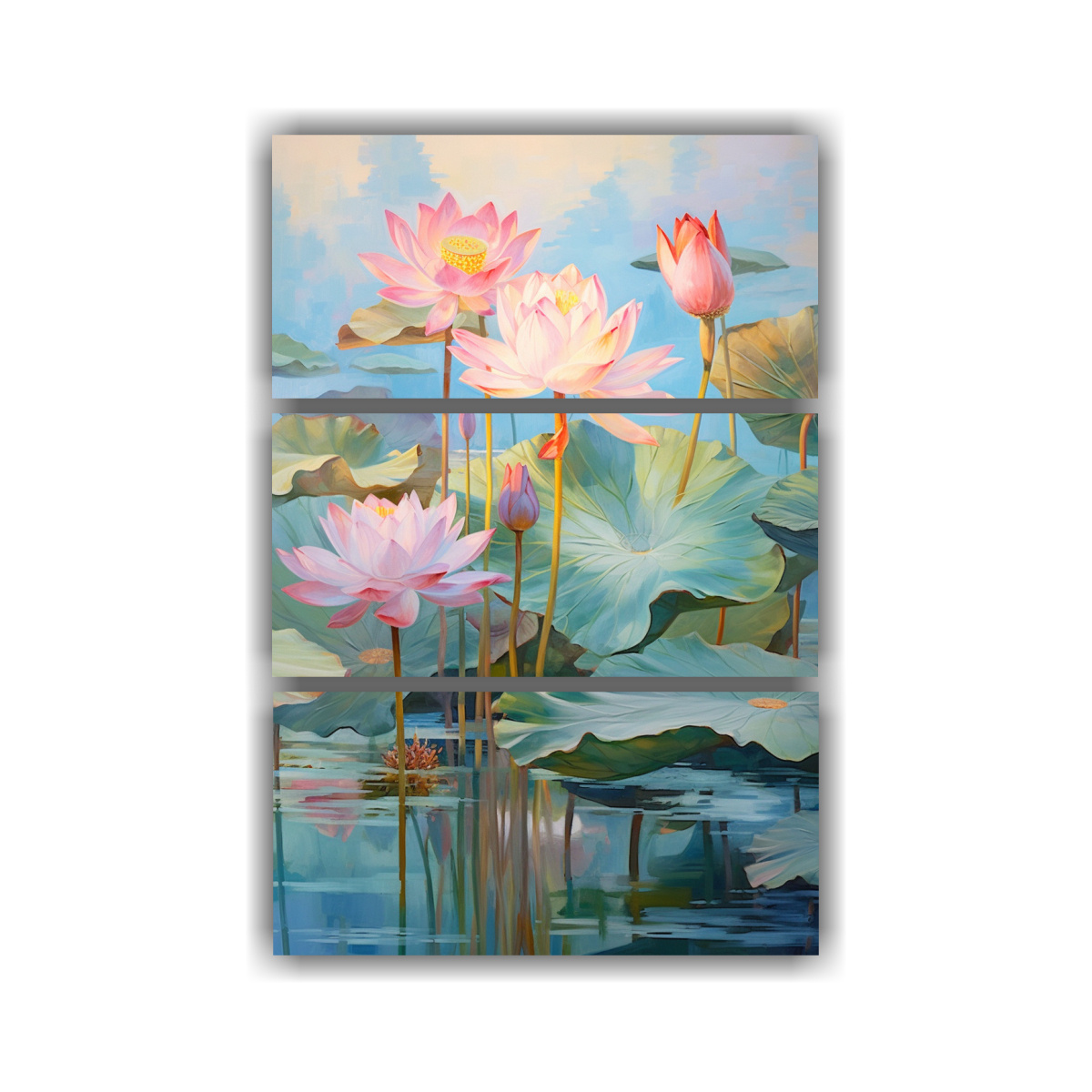 pintura-azul-lotus-con-flores-rosas-en-estilo-lienzo-fino