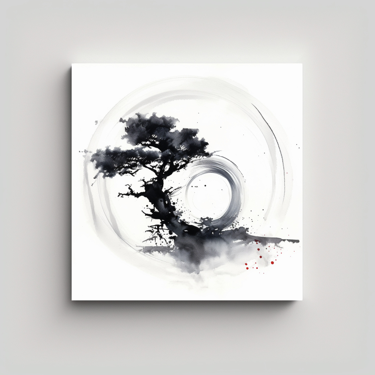 pintura-de-arte-de-pared-en-tinta-china-con-un-bons-i-cl-sico-c-lido-y-un-enso-minimalista