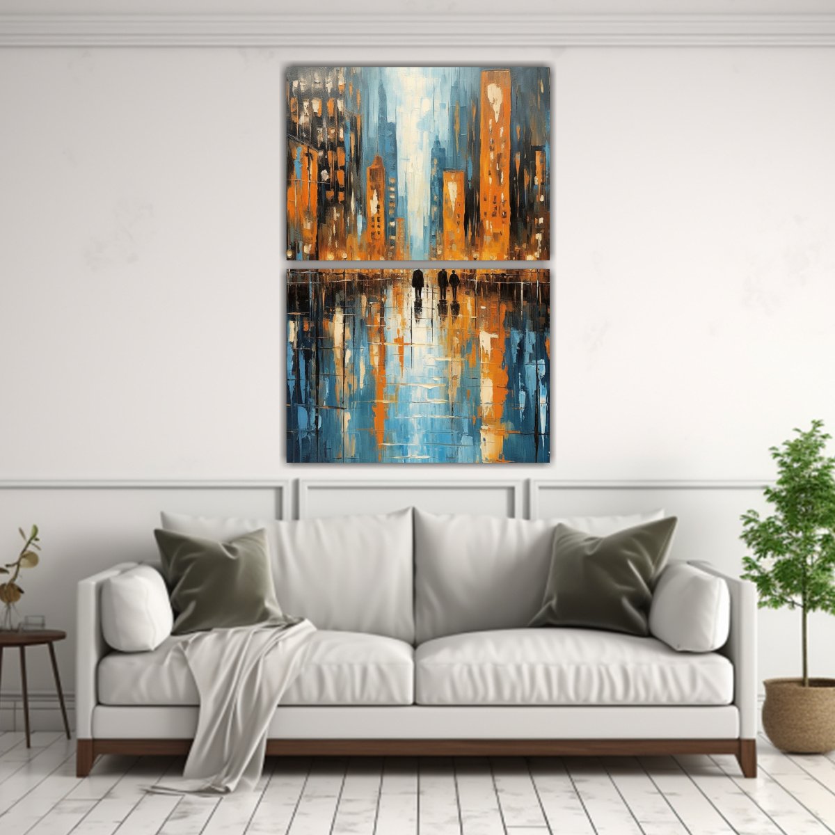 pintura-de-arte-de-pared-inspiraci-n-tonos-ciudad-en-azul-y-naranja-por-mike-st-1
