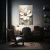 pintura-de-arte-para-sala-con-flor-y-hojas-doradas-y-grises-en-lienzo-1