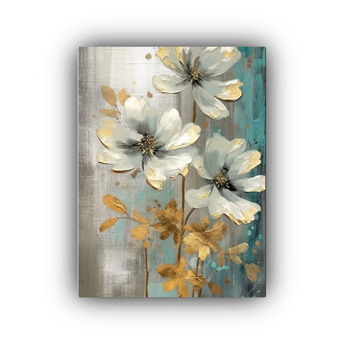 pintura-de-flor-turquesa-en-estilo-gris-y-dorado