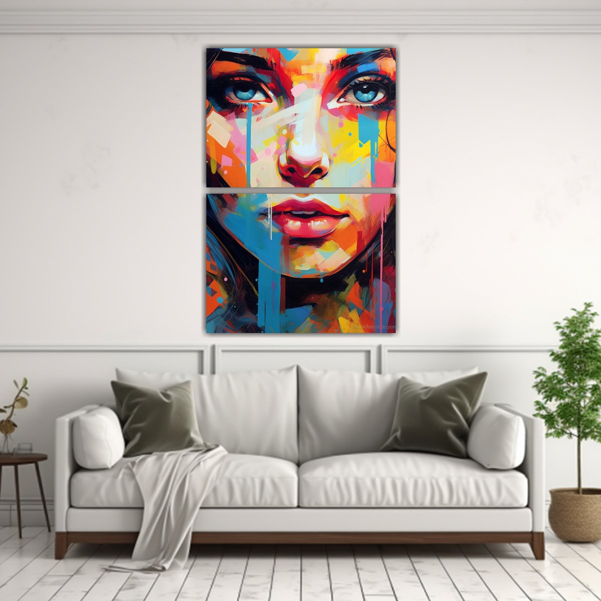 pintura-de-una-chica-en-estilo-ptico-vibrante-de-c-mics-en-dos-lienzos-de-tela-estilo-galer-a-1