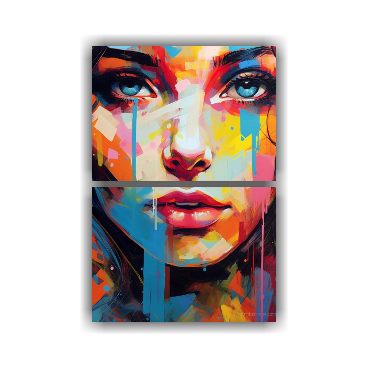 pintura-de-una-chica-en-estilo-ptico-vibrante-de-c-mics-en-dos-lienzos-de-tela-estilo-galer-a