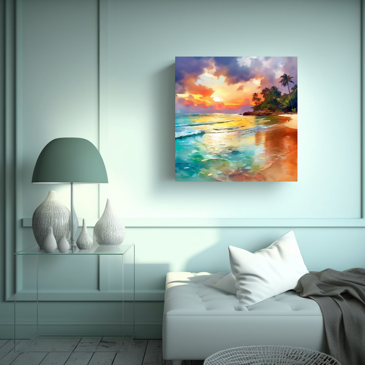 pintura-decorativa-arte-de-pared-vanguardia-equilibrio-rayas-de-playa-ex-tica-colores-vivos-raymond-swanley-1