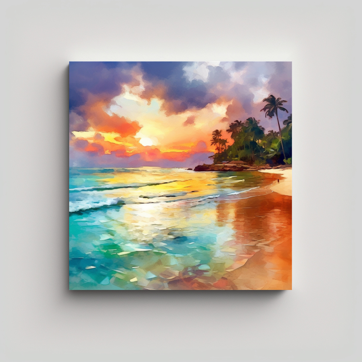 pintura-decorativa-arte-de-pared-vanguardia-equilibrio-rayas-de-playa-ex-tica-colores-vivos-raymond-swanley