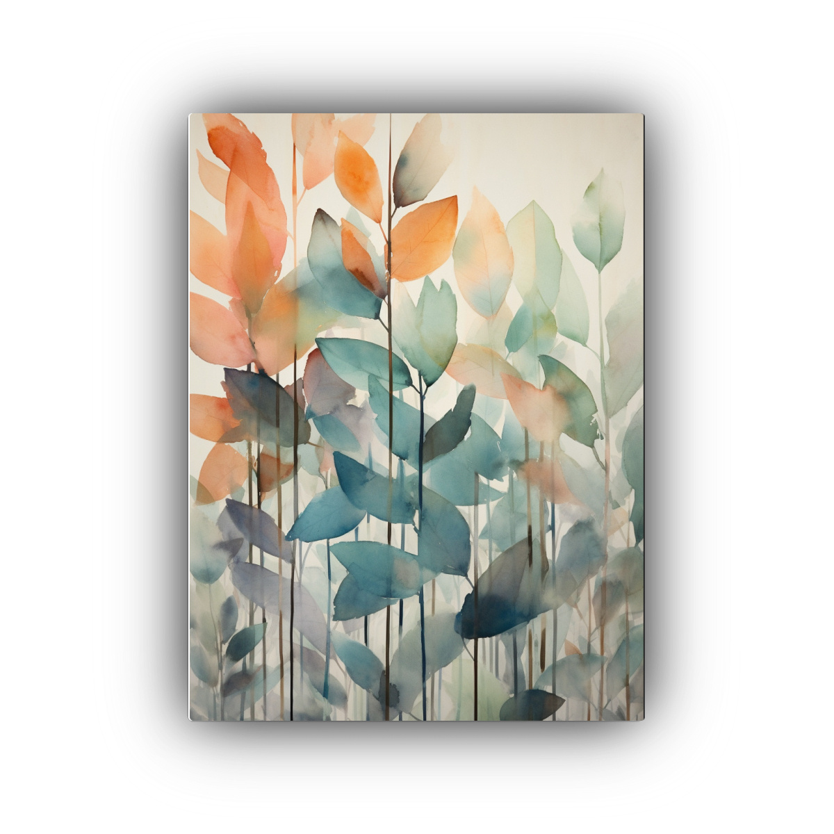 pintura-decorativa-de-hojas-de-bosque-en-acuarela-con-fondo-claro