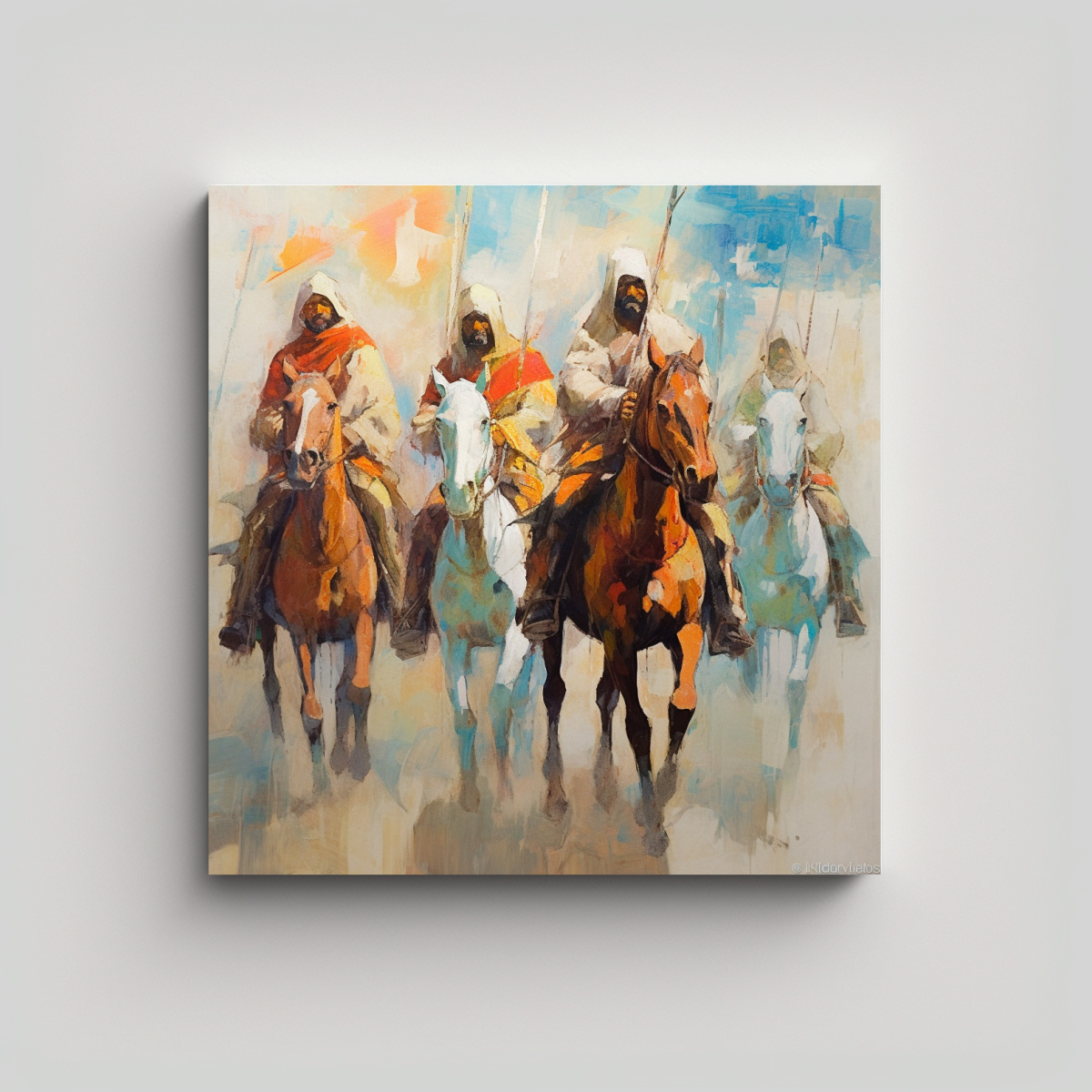 pintura-decorativa-de-jinetes-berberes-montando-hacia-el-espectador-rifles-largos