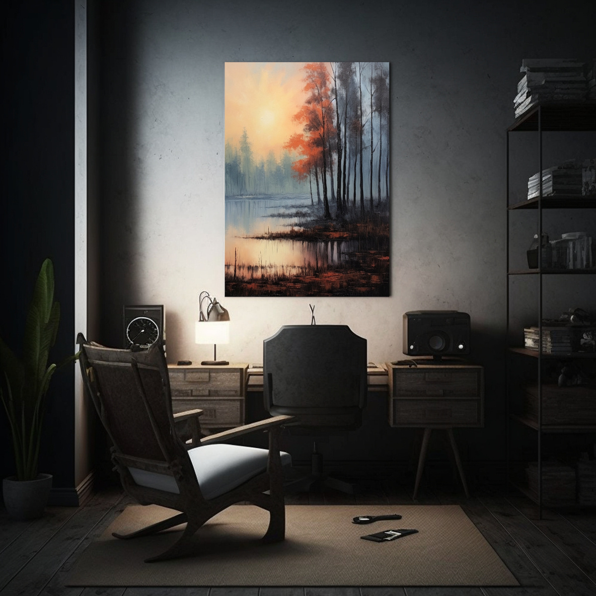 pintura-decorativa-de-lienzo-moderno-con-textura-forestal-y-lago-1