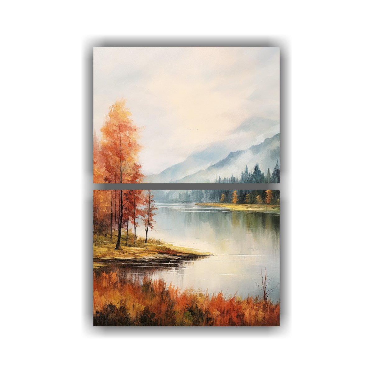 pintura-decorativa-de-tela-sublimada-en-bastidor-con-dos-paneles-lago-tranquilo-rodeado-de-rboles-