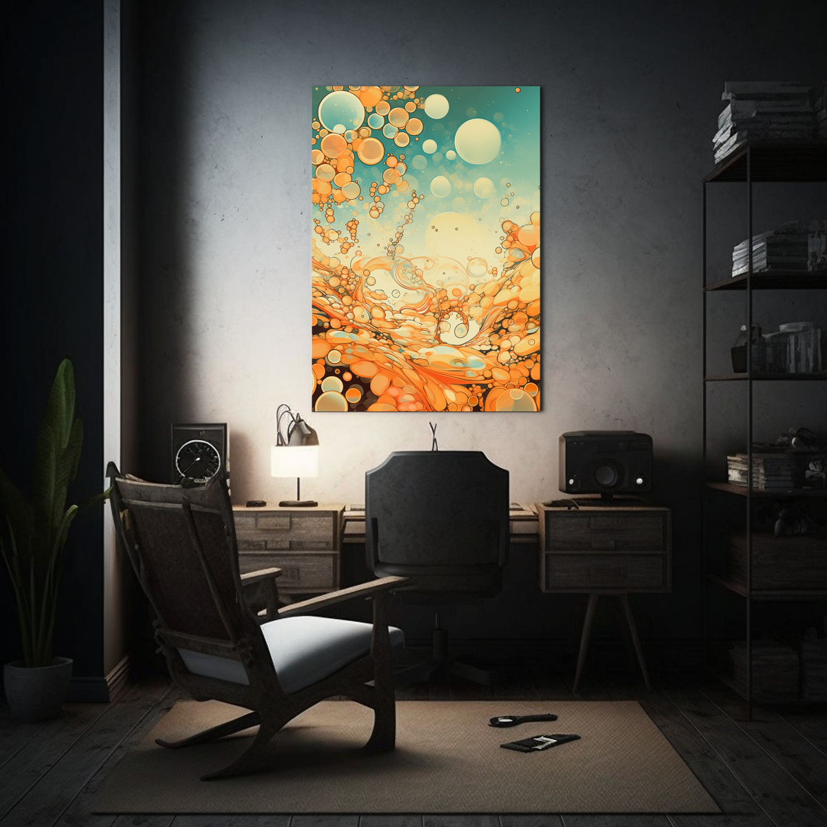 pintura-decorativa-retro-de-cocina-con-cuadro-abstracta-de-burbujas-psicod-licas-1