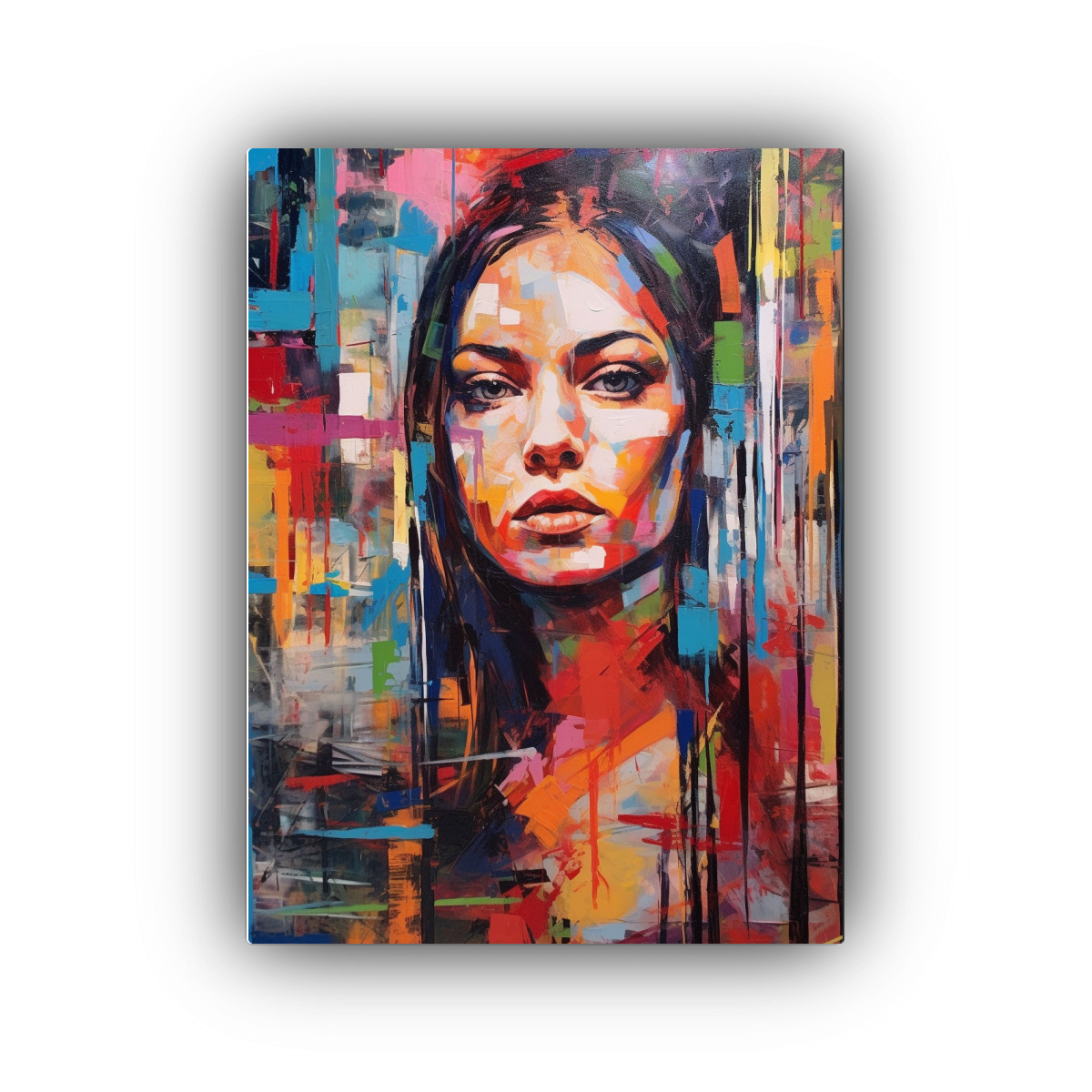 pintura-din-mica-de-expresionismo-urbano-de-una-mujer-en-retrato-de-nyc