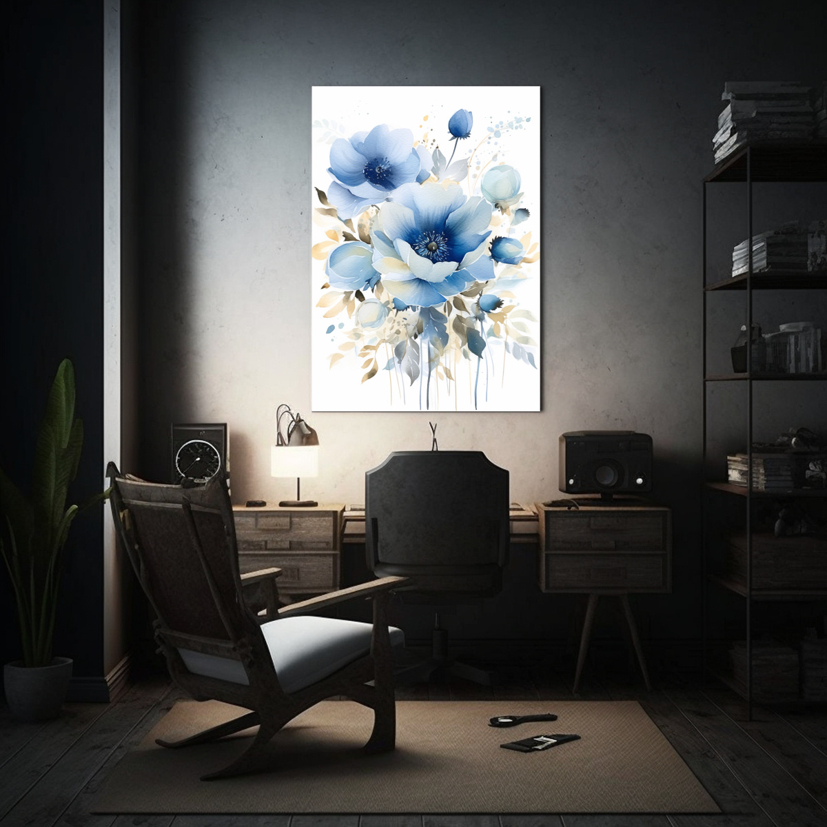 pintura-en-bastidor-moderna-de-amapolas-azules-y-blancas-en-acuarela-1