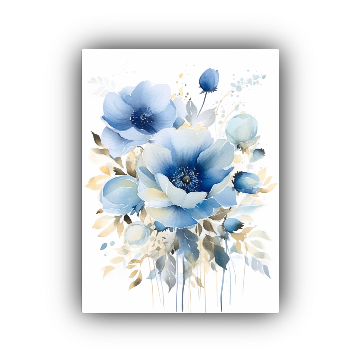 pintura-en-bastidor-moderna-de-amapolas-azules-y-blancas-en-acuarela