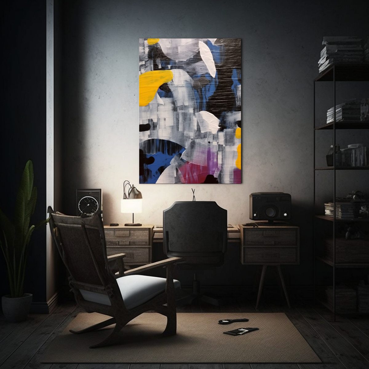 pintura-en-bastidor-vanguardia-personalidad-azul-amarillo-y-negro-formas-en-1-1