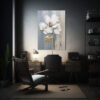 pintura-en-tela-sublimada-estilo-callejero-con-una-flor-blanca-y-dorada-en-tonos-grises-1