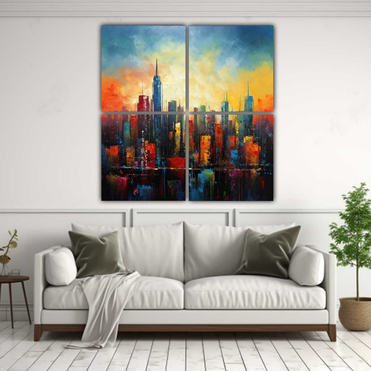 pintura-inspiradora-de-la-perspectiva-del-skyline-de-la-ciudad-en-cuatro-cuadros-1