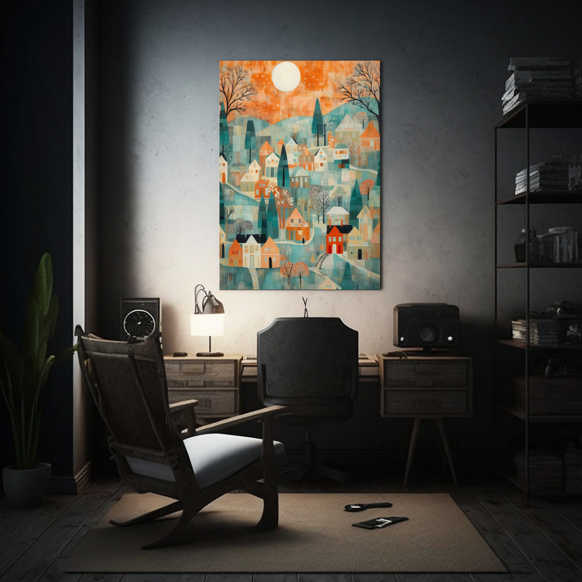 pintura-lienzo-hermoso-llamativo-de-casas-en-la-colina-1