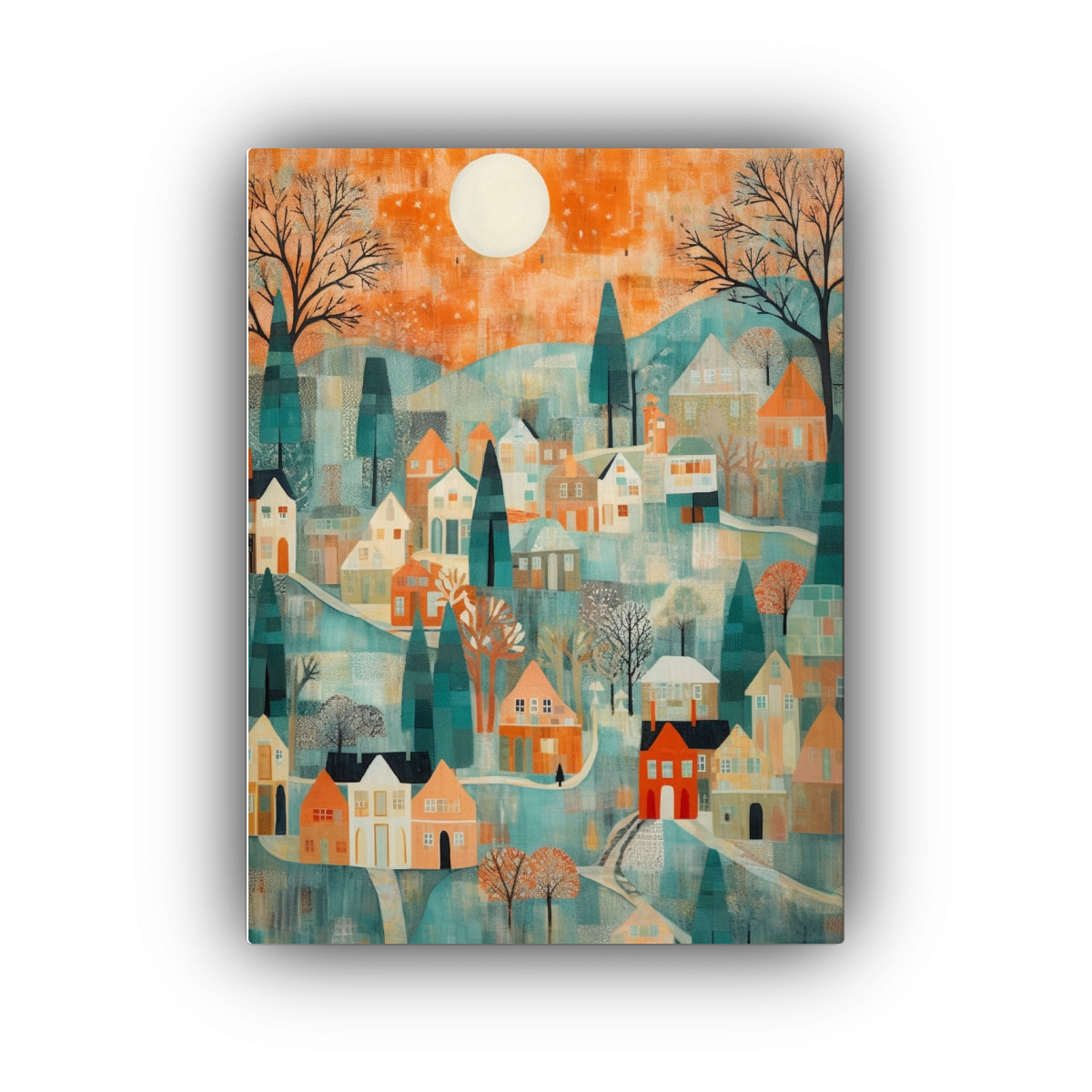 pintura-lienzo-hermoso-llamativo-de-casas-en-la-colina