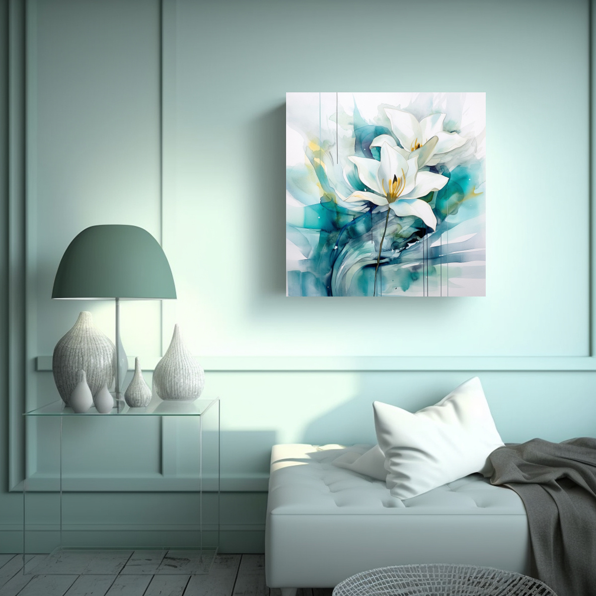 pintura-minimalista-urbana-boho-lirio-de-agua-por-michael-lang-1