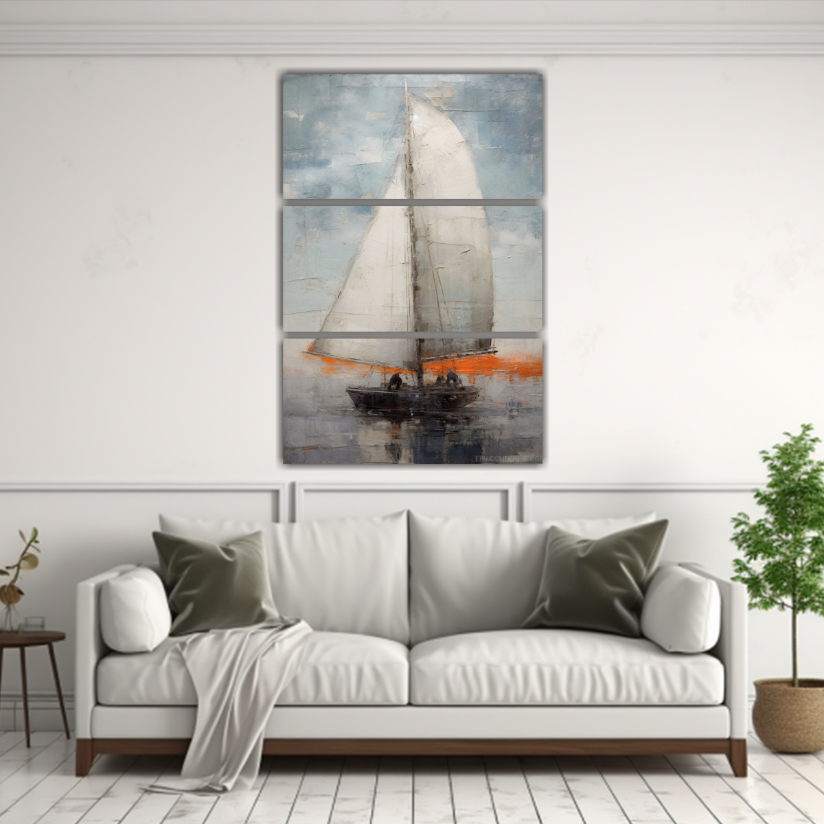 pintura-mural-de-un-barco-naranja-y-p-jaros-volando-en-el-mar-1-1