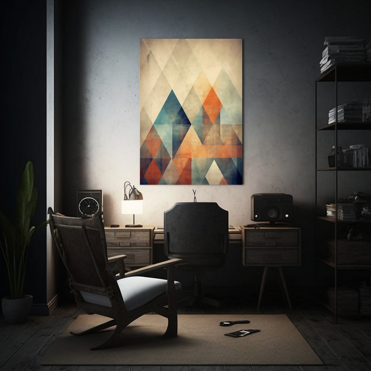 pinturas-de-decoraci-n-de-pared-con-espectaculares-tri-ngulos-superpuestos-en-tonos-suaves-1-1