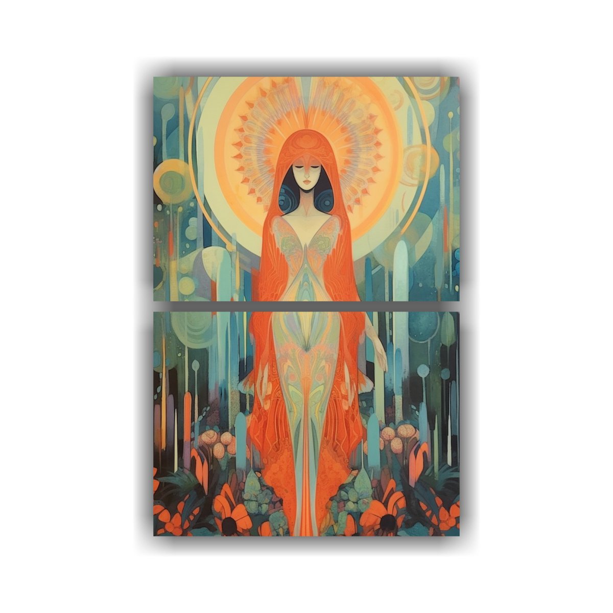 pinturas-de-decoraci-n-estilo-galer-a-con-dos-lienzos-de-tela-calma-lo-divino-femenino-el-ser-superior-la-diosa-gouache-suave-