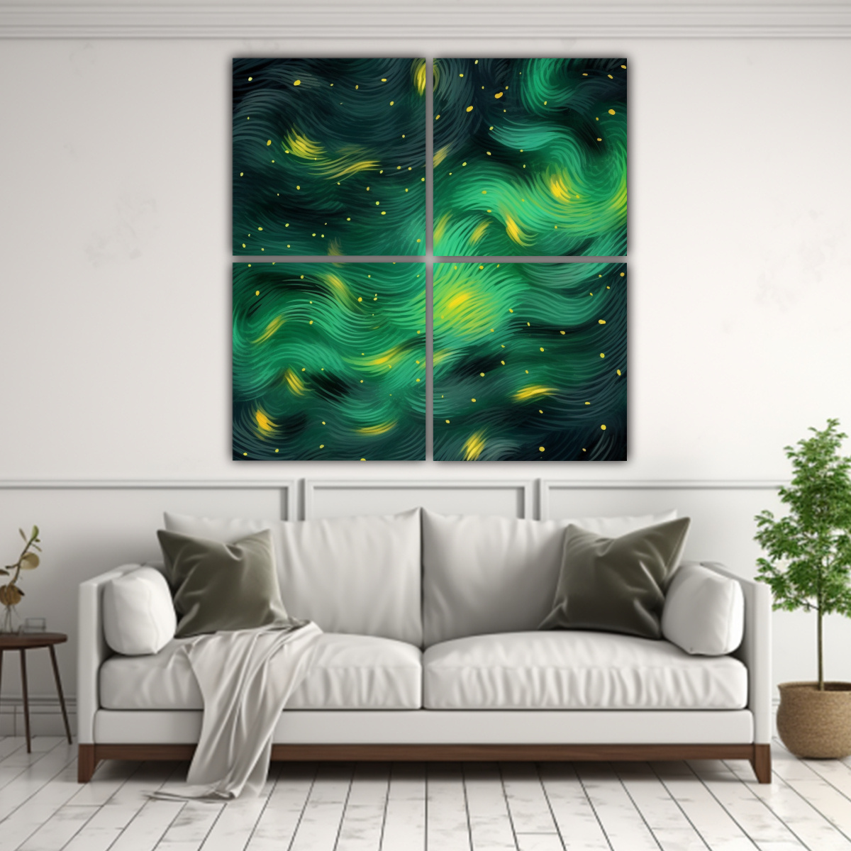 pinturas-de-pared-estilo-c-lido-con-fondo-de-estrellas-en-amarillo-brillante-1