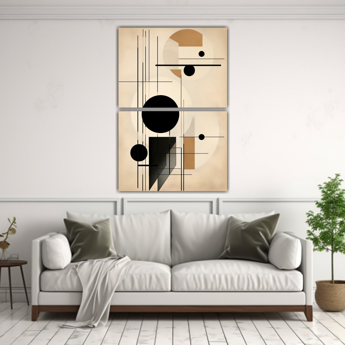 pinturas-de-pared-modernas-en-blanco-y-negro-con-adorable-dibujo-abstracto-de-l-neas-en-color-beige-1