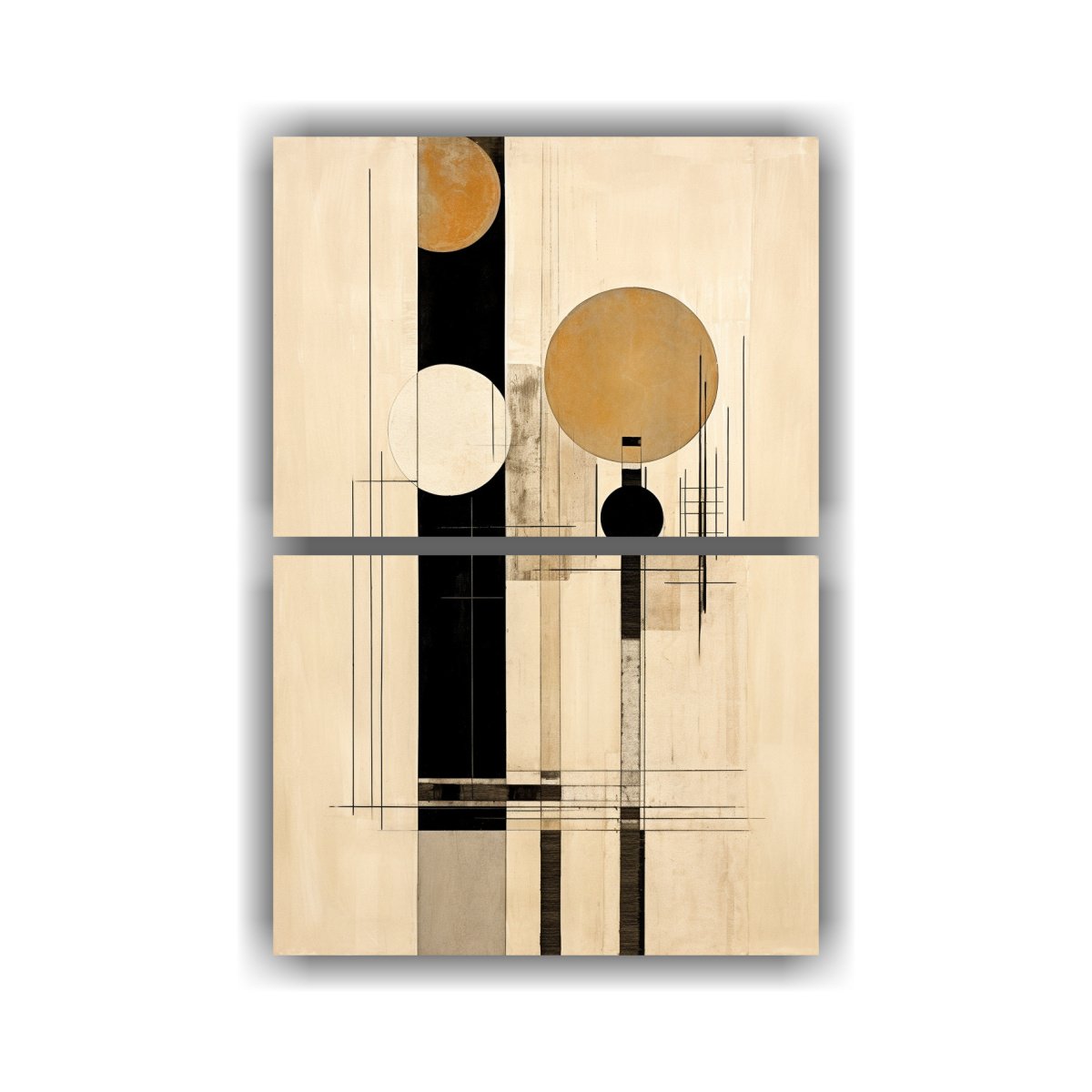 pinturas-decorativas-abstractas-minimalistas-en-negro-beige-y-blanco-por-dos-artes-patron-intenso-representaci-n-naude