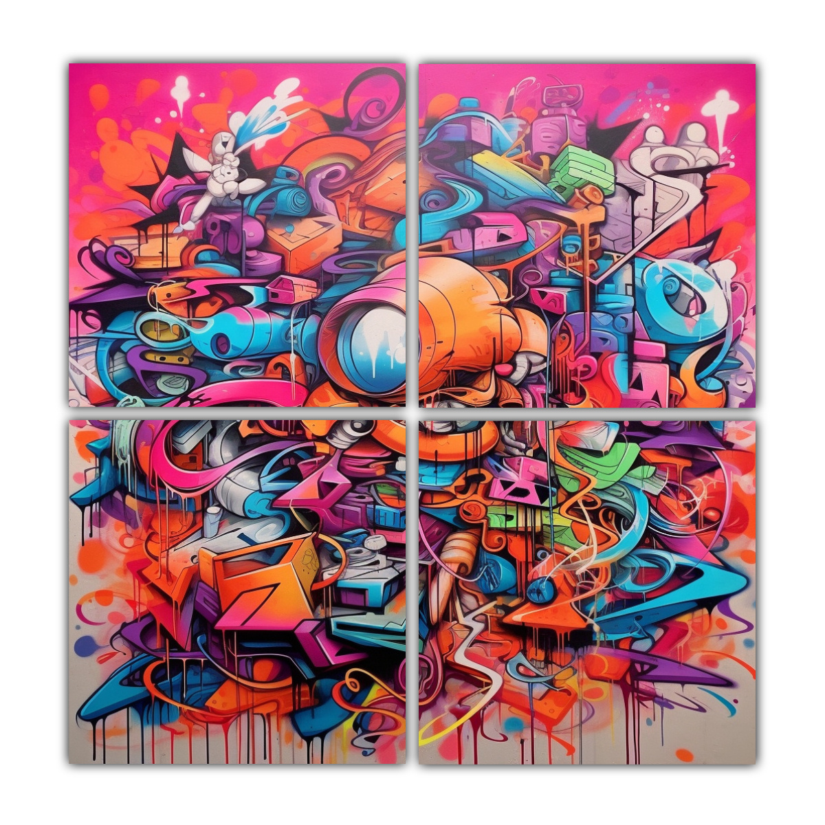 pinturas-decorativas-con-estilo-graffiti-moderno-y-tem-tica-de-cuatro-artes-