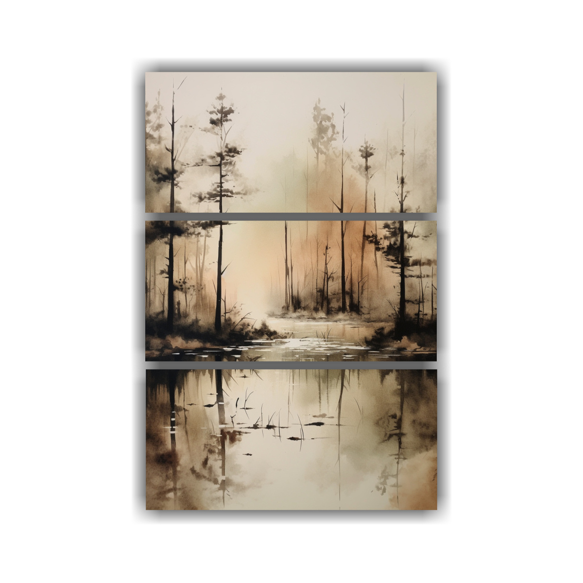 pinturas-decorativas-con-finas-l-neas-interiores-en-un-hermoso-estanque-en-un-bosque-en-beige-y-negro