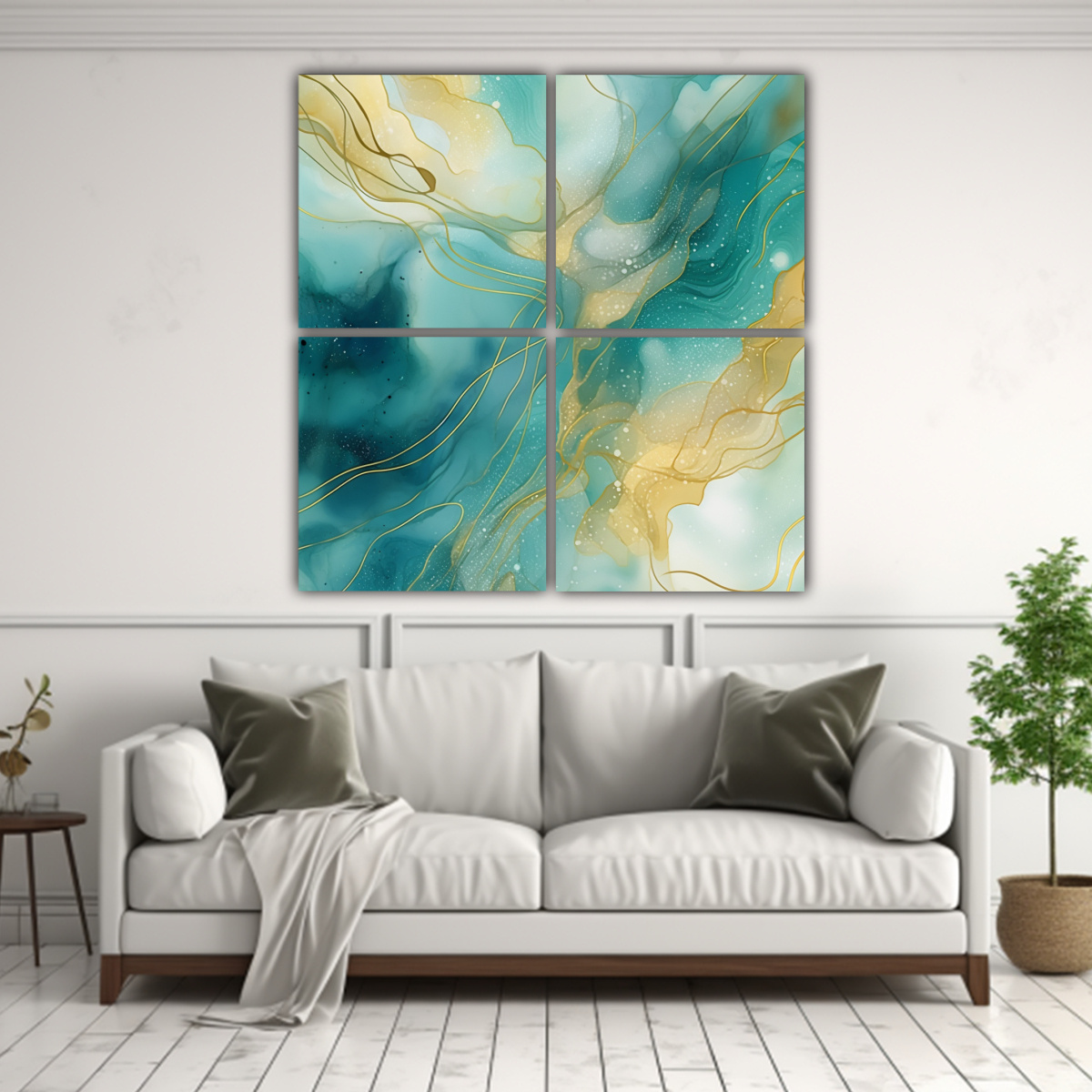 pinturas-decorativas-de-4-telas-en-bastidor-con-hermoso-y-vibrante-patr-n-abstracto-de-acuarela-en-oro-y-turquesa-1