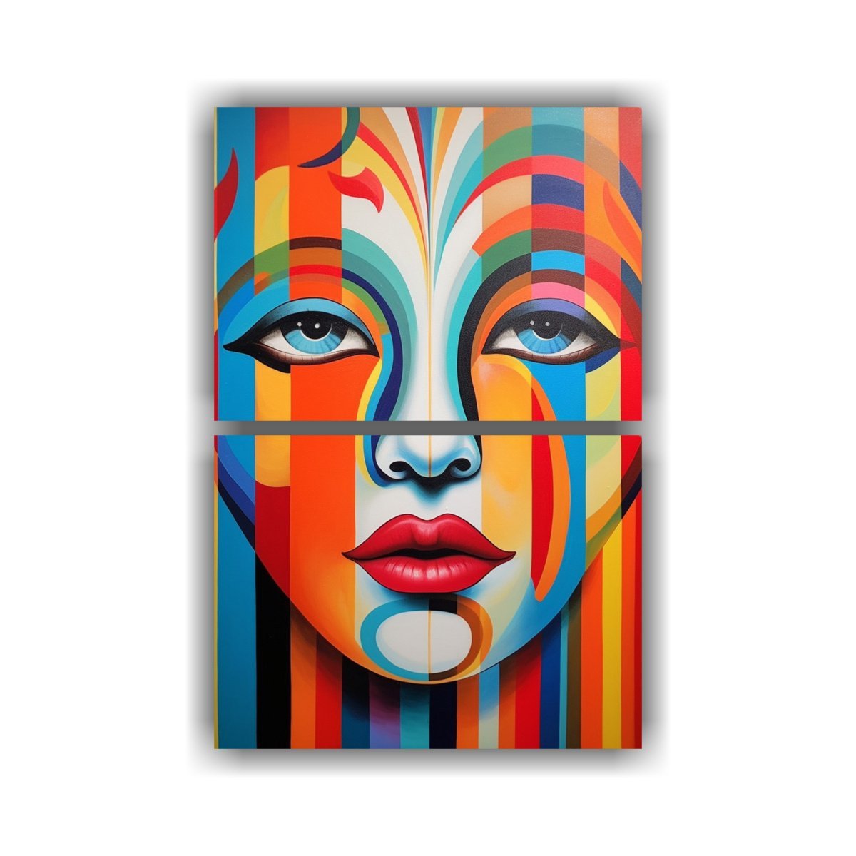 Cuadro Moderno Simétrico De Pintura Aborigen Mat 4D - DecoCuadros