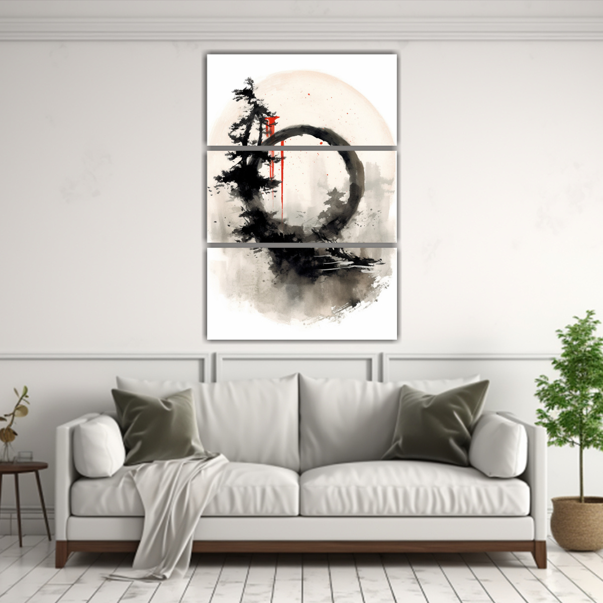 pinturas-decorativas-de-arte-callejero-tres-artes-impreso-con-un-c-rculo-enso-dibujado-divinamente-1