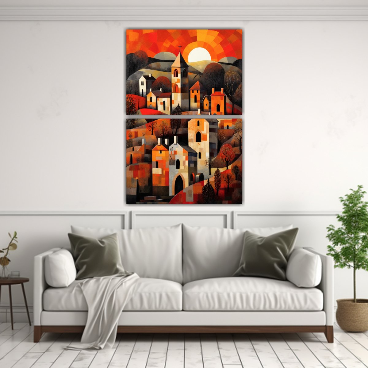 pinturas-decorativas-de-arte-de-pared-en-forma-de-contraste-de-la-antigua-aldea-del-castillo-de-la-iglesia-george-birrell-st-1-1