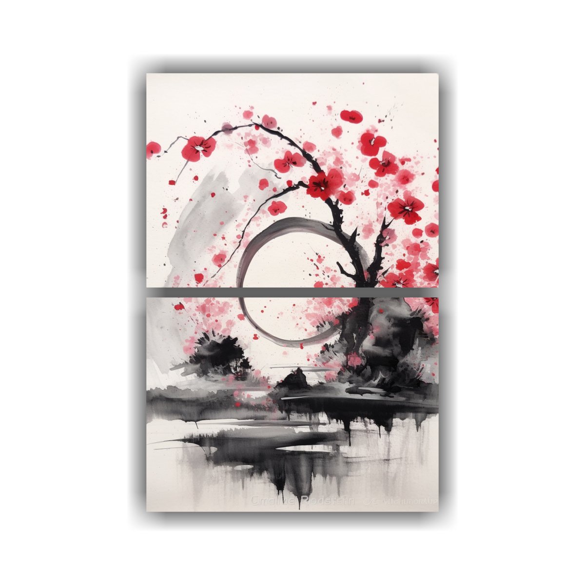 pinturas-decorativas-de-jard-n-zen-de-cerezo-en-flor-en-tinta-japonesa
