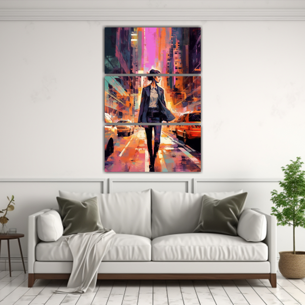 pinturas-decorativas-de-mujer-elegante-caminando-en-una-concurrida-calle-1