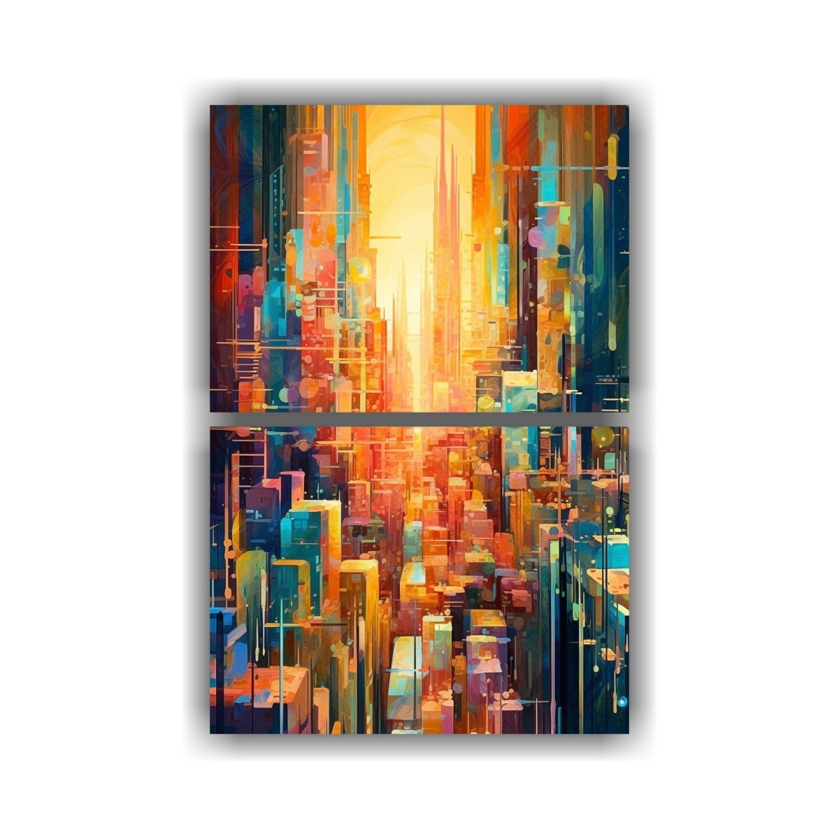 pinturas-decorativas-de-tema-visual-dise-o-de-ciudad-asombrosa-hecha-de-hermosos-colores-abstractos-con-2-composiciones-
