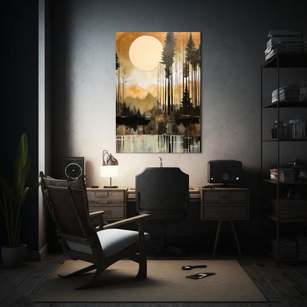 pinturas-decorativas-inspiradas-en-boho-l-neas-interiores-finas-que-interpretan-un-bosque-al-atardecer-en-canva-1