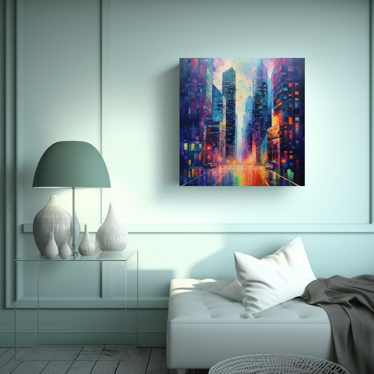 pinturas-decorativas-modernas-de-edificios-con-fachadas-de-vidrio-1