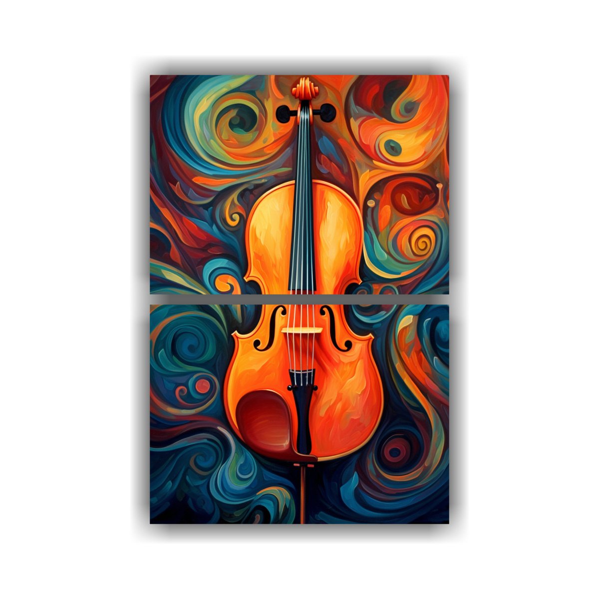 set-2-cuadro-acuarela-efecto-visual-cello-multicolor-en-fondo-colorido