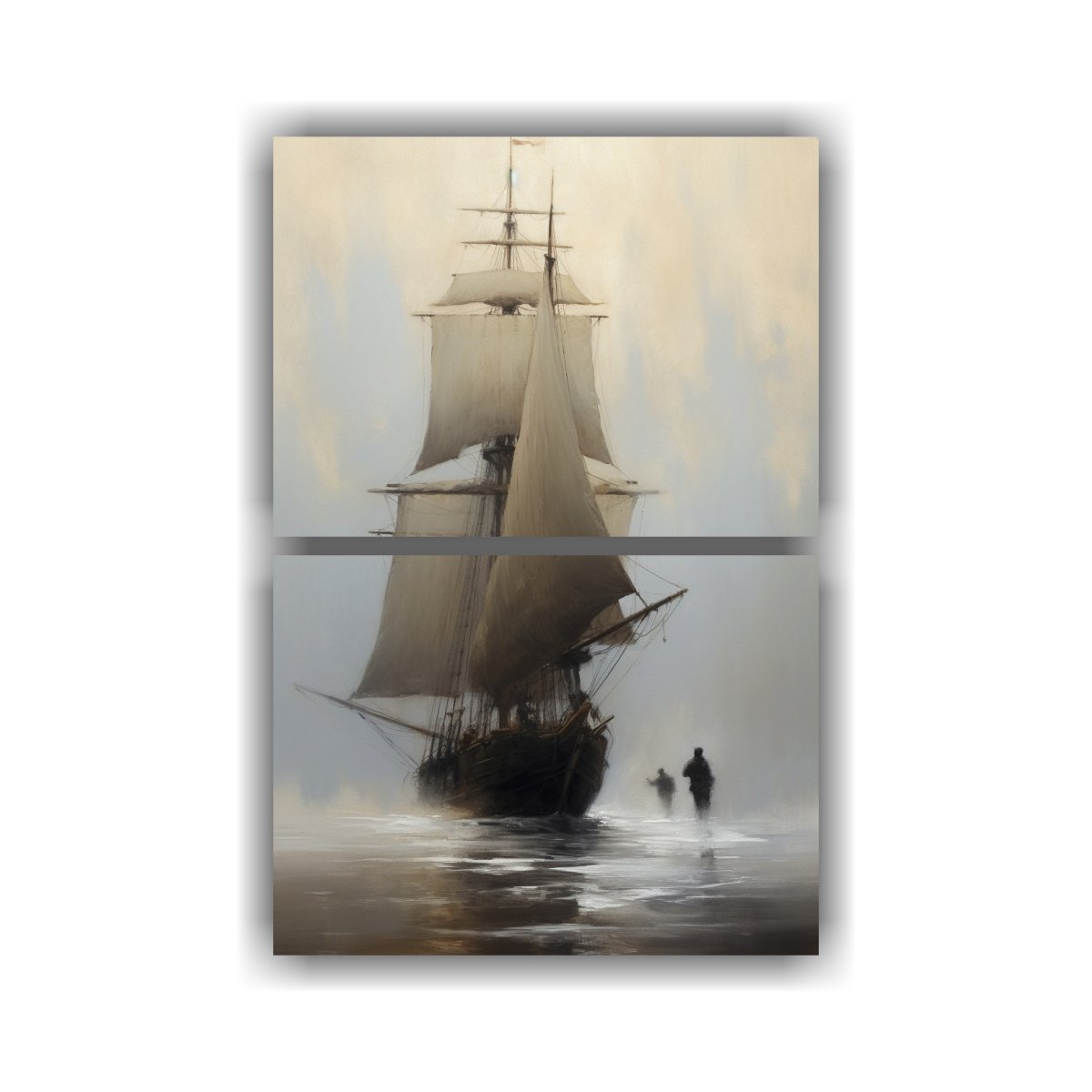 set-2-cuadros-conceptual-belleza-natural-velero-grande-en-primer-plano-estilos-mixtos-