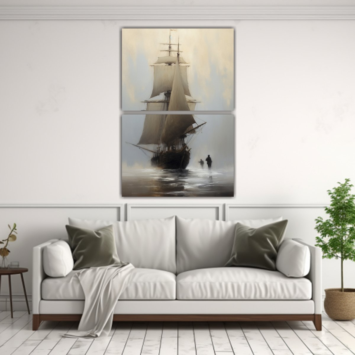 set-2-cuadros-conceptual-belleza-natural-velero-grande-en-primer-plano-estilos-mixtos-1-1