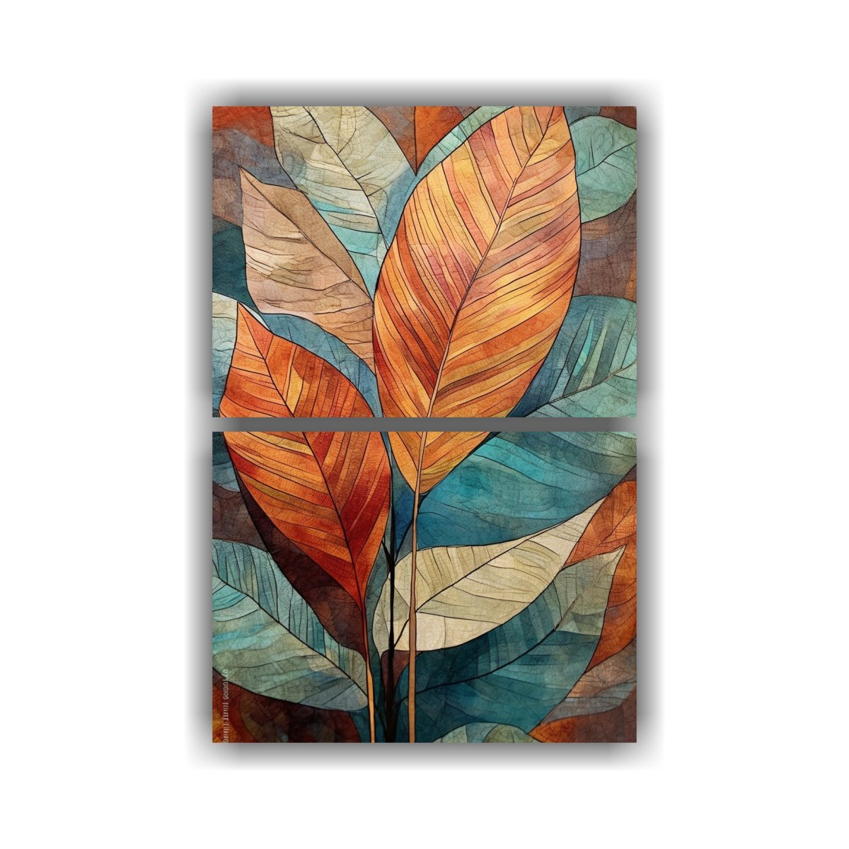 set-2-telas-en-bastidor-decorativo-con-impresi-n-abstracta-de-hojas